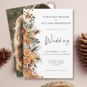 Boho Holiday Photo Wedding  Invitation
