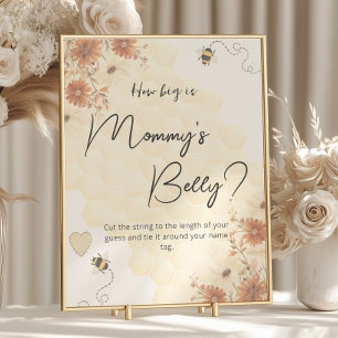Boho Honey Baby Shower How Big Is Mummy's Belly Poster