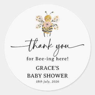 Boho HoneyBee Baby Shower Thank You Classic Round Sticker