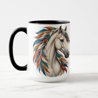 Boho Horse with Feathered Mane Mug