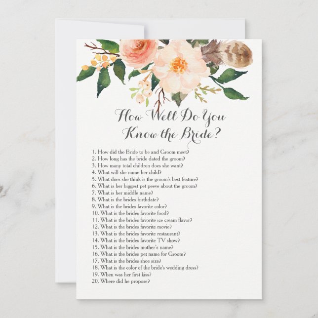 Boho How well do you know the bride? (Front)