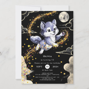 Boho Howling Wolf Birthday Invitation