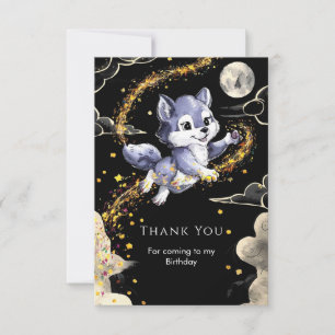Boho Howling Wolf Birthday Thank You Card