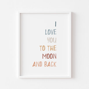Boho I love you to the moon and back print
