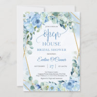 Boho Ice blue floral eucalyptus & gold Open House