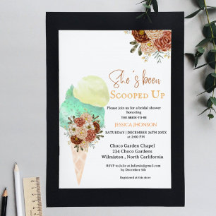 Boho ice cream bridal shower she's been scooped up invitation