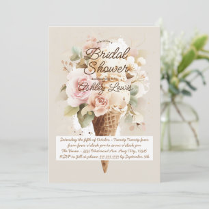 Boho Ice cream cone Floral ice cream Invitation