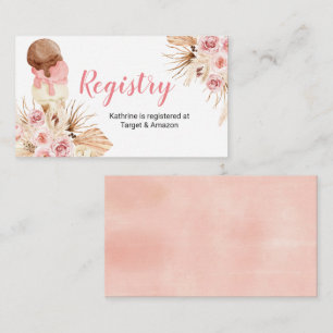 Boho Ice cream Floral Watercolor Registry Insert