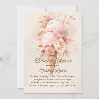 Boho Ice cream invitation, blush ice cream Invitation