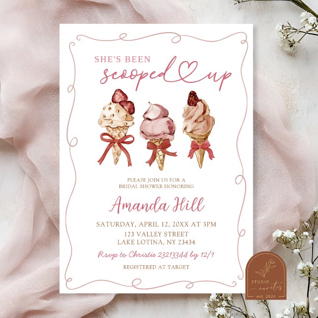Boho Ice Cream She's Been scooped up Bridal Shower Invitation (Creator Uploaded)