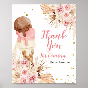 Boho Ice cream Thank you for coming Favour Sign