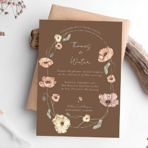 Boho Icelandic Watercolor Iceland Poppy Flowers Invitation