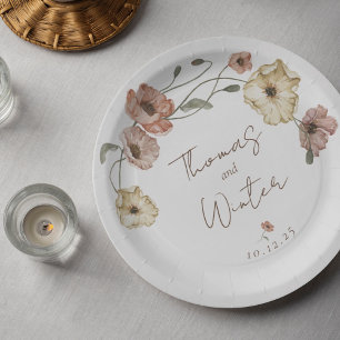 Boho Icelandic Watercolor Iceland Poppy Flowers Paper Plate
