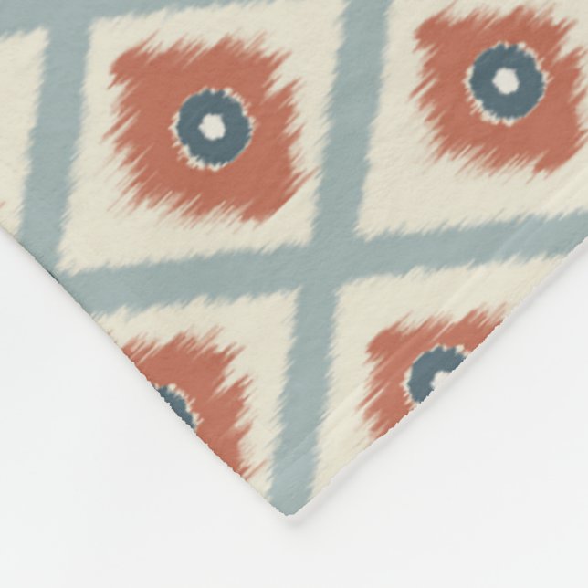Boho Ikat Diamond Geometric Seamless Pattern  Fleece Blanket (Corner)