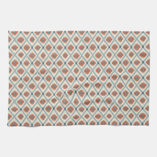 Boho Ikat Diamond Geometric Seamless Pattern Tea Towel