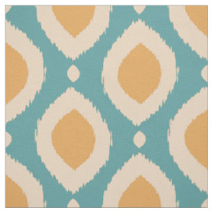 Boho Ikat Print Aqua Yellow Tribal Pattern Girly Fabric