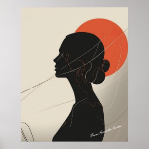 Boho Inclusive Woman Silhouette with Sunset Circle Poster