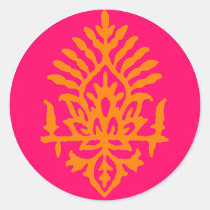 Boho India Block Print Classic Round Sticker