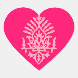 Boho India Block Print Heart Sticker
