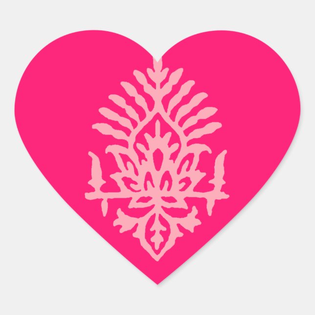 Boho India Block Print Heart Sticker (Front)