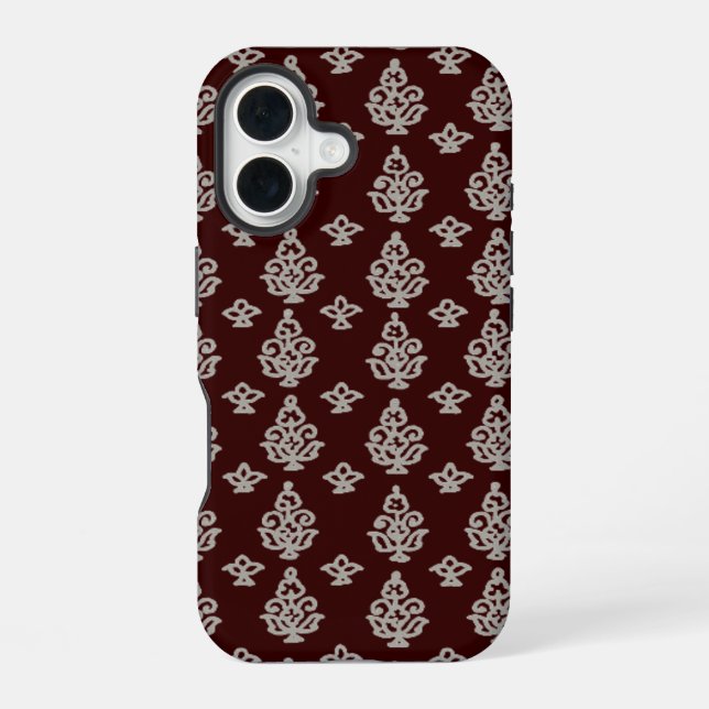 Boho India Block Print iPhone 16 Case (Back)