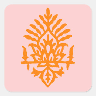 Boho India Block Print Square Sticker