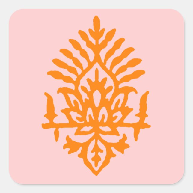 Boho India Block Print Square Sticker (Front)