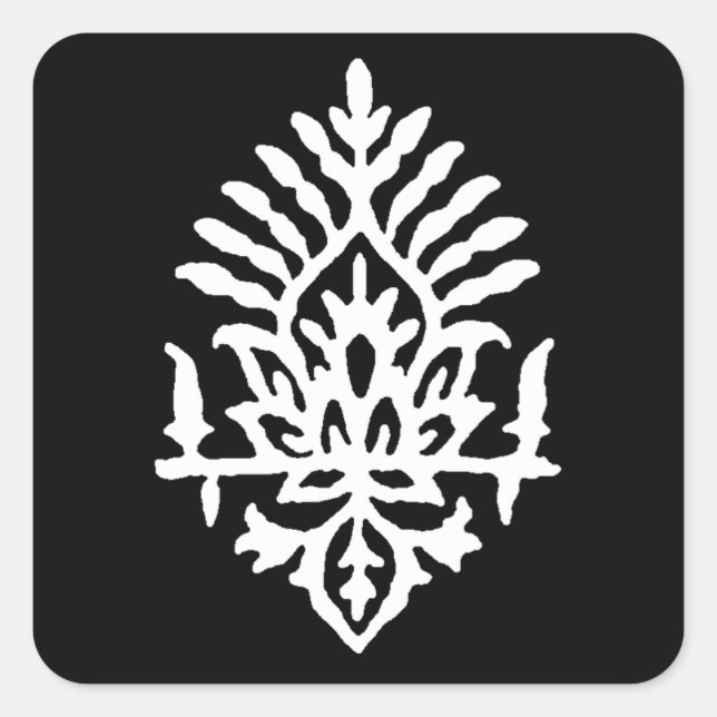 Boho India Block Print Square Sticker (Front)