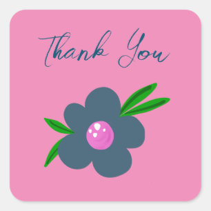 Boho Indigo Blue Flower   Square Party Sticker