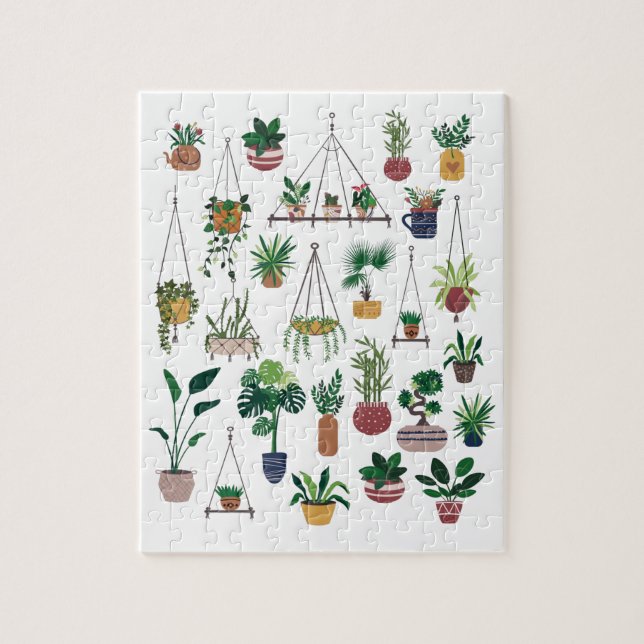 Boho Indoor Outdoor Plant Illustration Art Jigsaw Puzzle (Vertical)