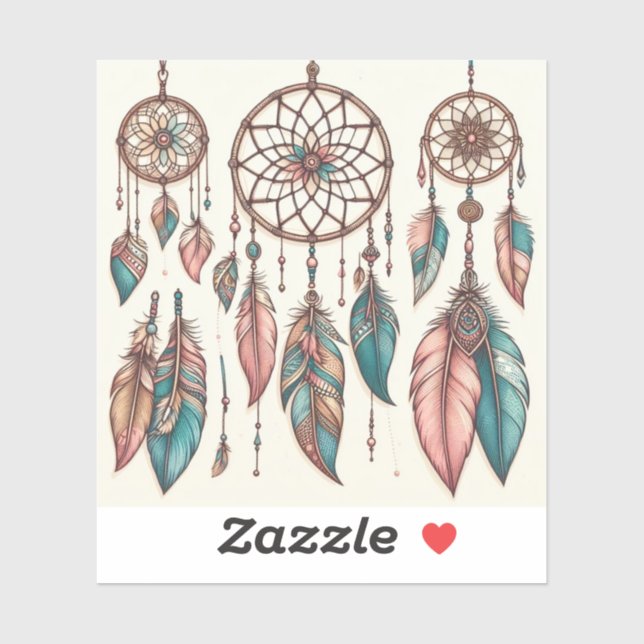 Boho-inspired dreamcatcher or feathers stickers  (Sheet)
