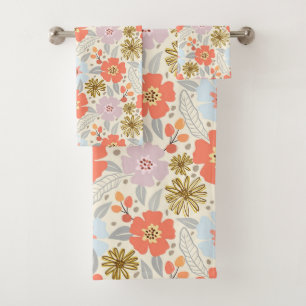 Boho Inspired Floral Pattern Bath Towel Set