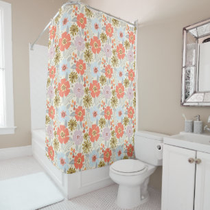 Boho Inspired Floral Pattern Shower Curtain