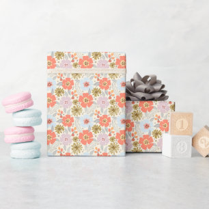 Boho Inspired Floral Pattern Wrapping Paper Roll