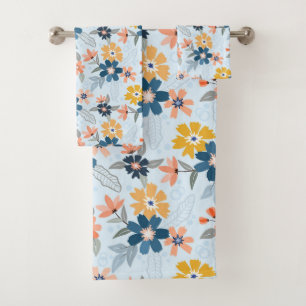 Boho Inspired Flower Pattern Bath Towel Set