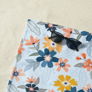 Boho Inspired Flower Pattern Beach Towel