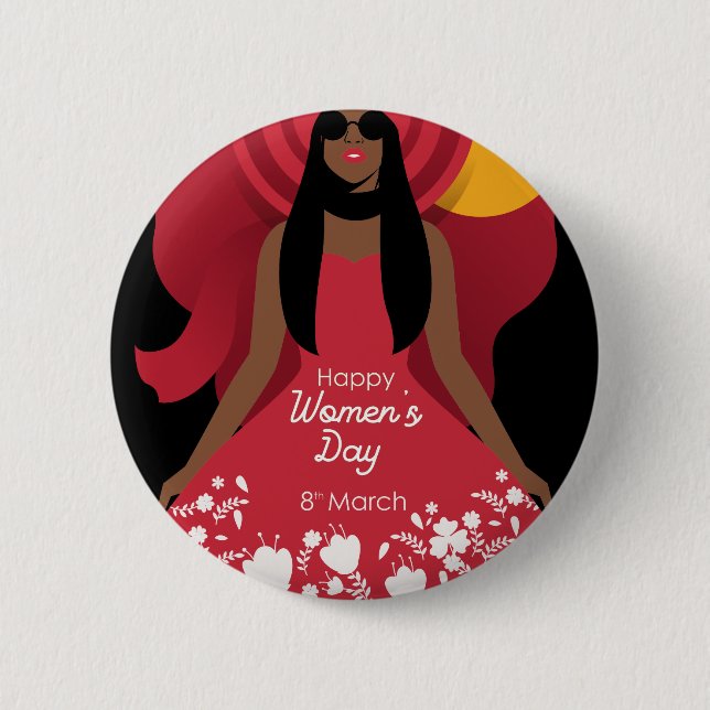boho international womens day 6 cm round badge (Front)
