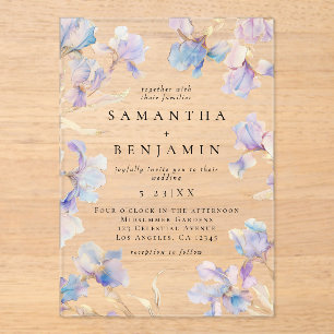 Boho Iris Wedding Acrylic Invitations