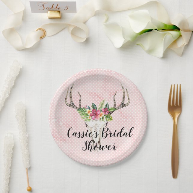Boho Island Skull Bridal Shower  Paper Plate (Wedding)
