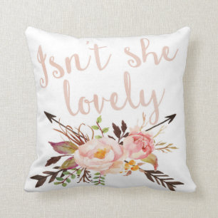 Boho Isn't She Lovely Baby Girl Nursery Pillow