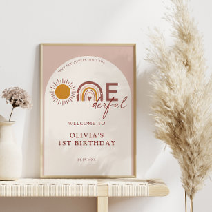 Boho Isn't She Onederful 1st Birthday Arch Welcome Poster