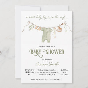 Boho It's a Boy Baby Clothes Baby Shower Invitation