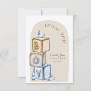 Boho It's A Boy Blocks And Toys Baby Shower Thank You Card