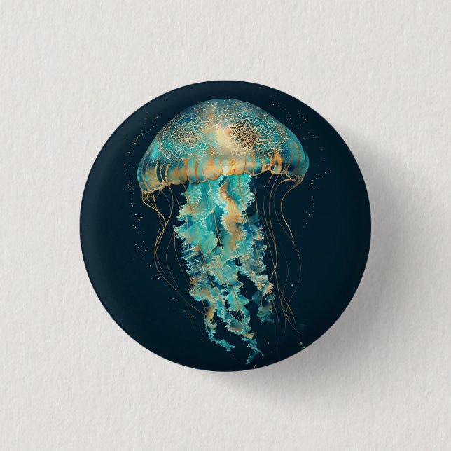 Boho Jellyfish | Deep Ocean 3 Cm Round Badge (Front)
