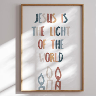 Boho Jesus is the light of the world poster
