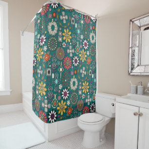boho jewel treasures viridian green shower curtain