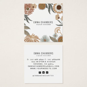 Boho Jewelry Designer Floral Square Display Cards