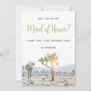 Boho Joshua Tree Will You Be My Maid of Honour Invitation