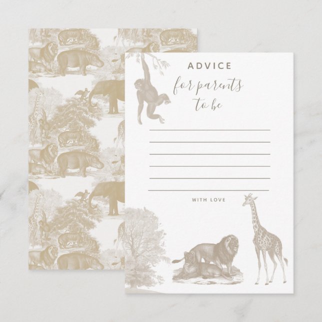 Boho Jungle Animal Safari Baby Shower Advice Card (Front/Back)