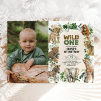 Boho Jungle Animals Wild One 1st Birthday Photo